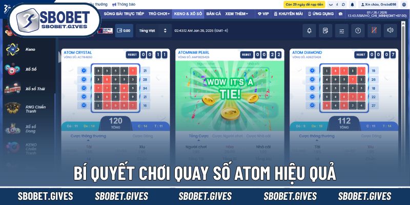 Cẩm nang thắng lớn khi chơi Quay số ATOM